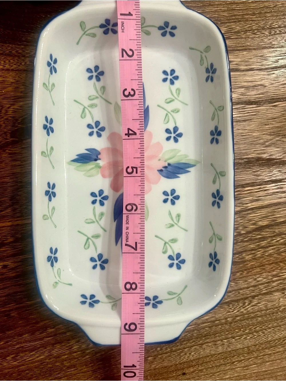 Small hand painted floral ceramic baking dish VTG